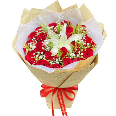 衢州19朵红玫瑰1支百合，永恒之美