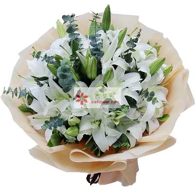 衢州9支白色多头百合，祝福你幸福