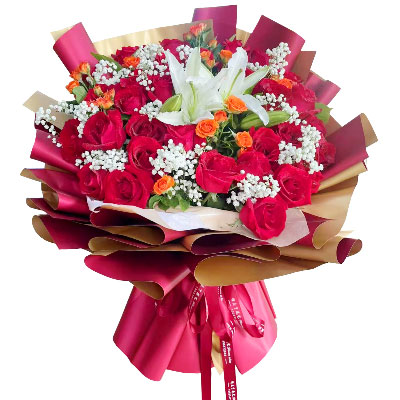 衢州33朵红玫瑰百合，爱如同花般绽放